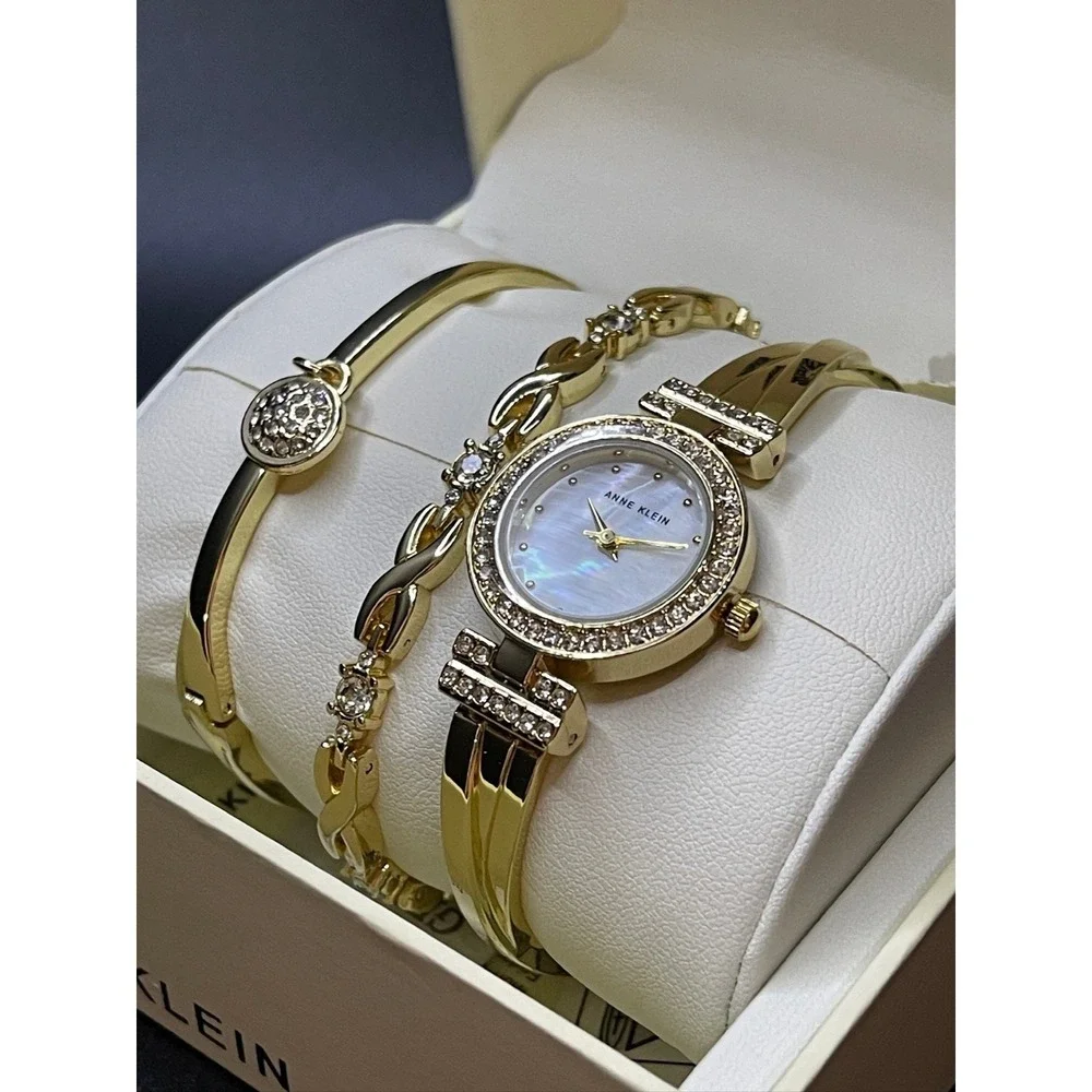 Anne‎ Klein Women's Gold-Tone Premium Crystal Model AK/1868GBST Set